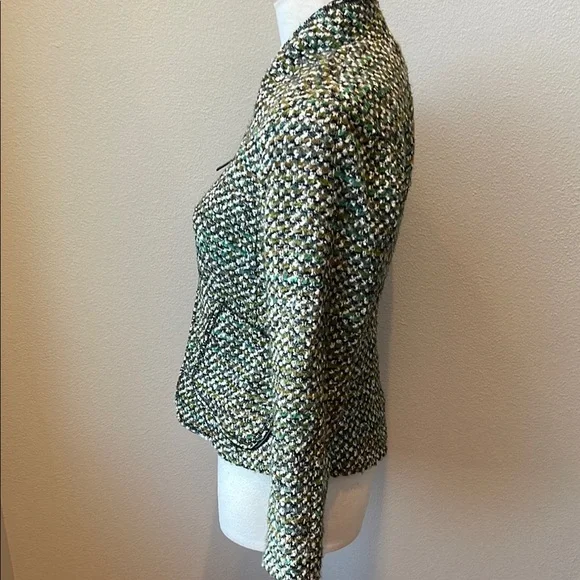Lafayette 148 New York Green and Black Blazer Structured Tweed